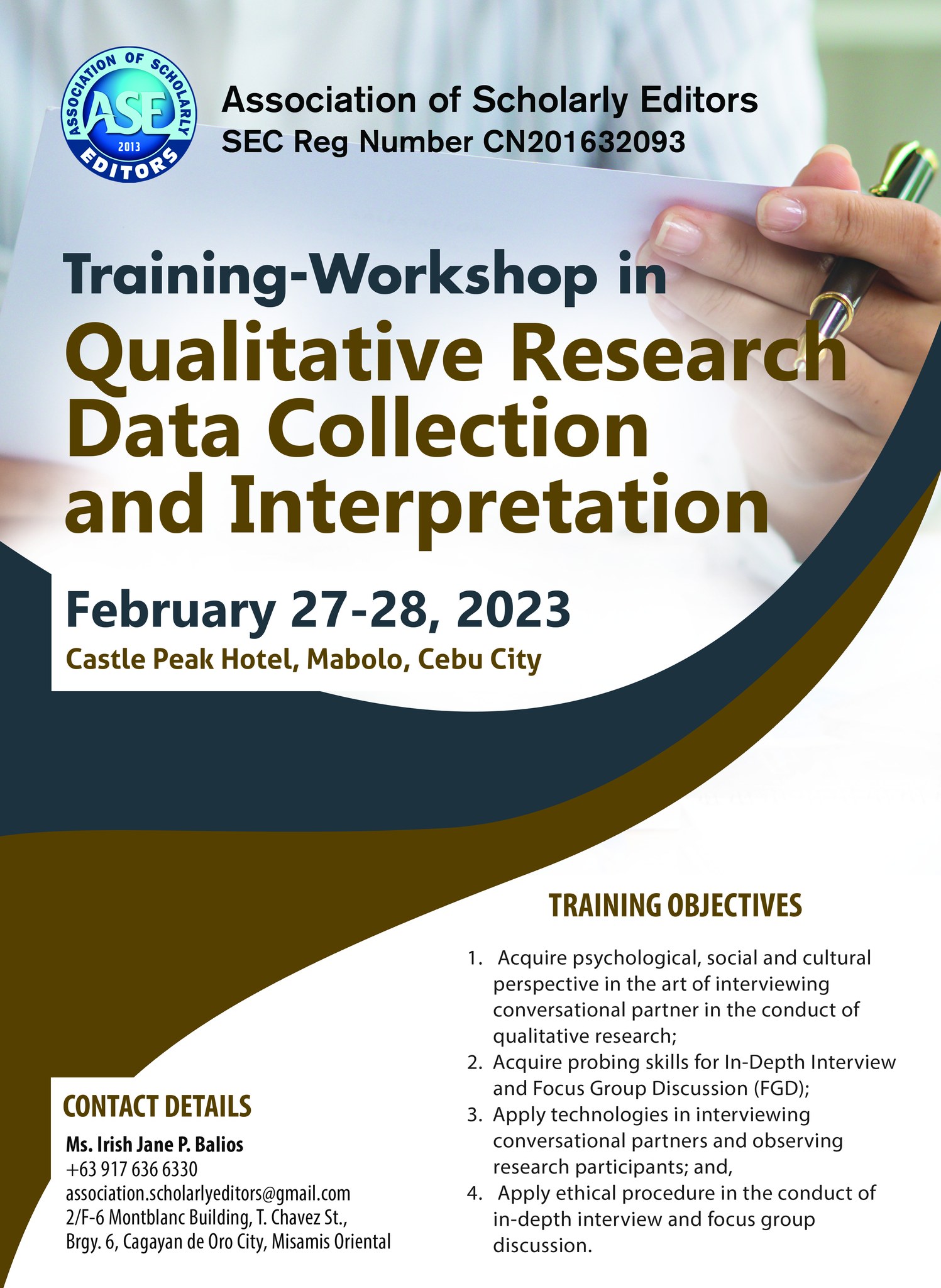Read more about the article Training – Workshop in Qualitative Research Data Collection and Interpretation on February 27 to 28, 2023